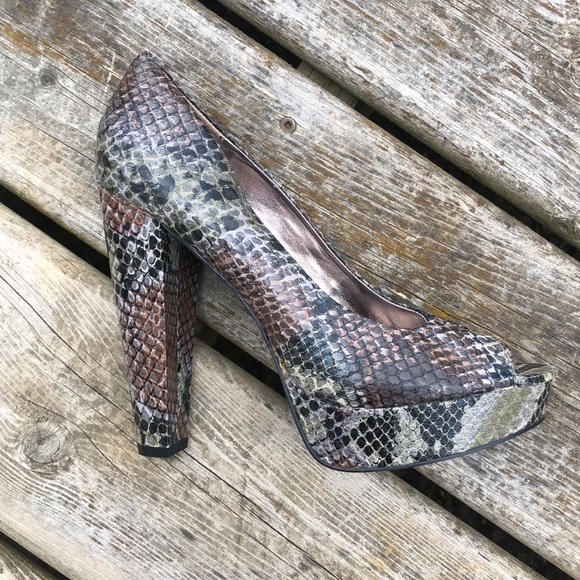 NWOT Steve Madden P-Alice Faux Snakeskin open Toe - Picture 2 of 8